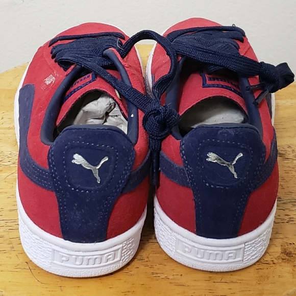 Puma Mens Classic Red & Navy Blue Suede Sneakers Size 7.5 - Picture 6 of 8